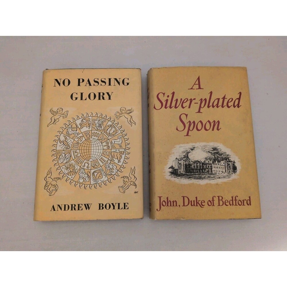 Reprint Society Books Lot Of 2 Vtg 1957 Hardback Novels Colorful Decor Staging
